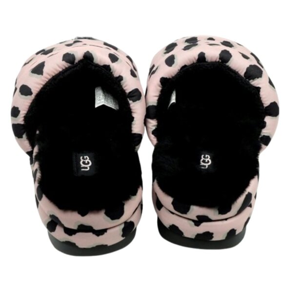 UGG~Maxi Slide~PINK CHEETAH PRINT BLACK SHEARLING SANDAL SHOES SZ 8 NWT - Picture 3 of 6